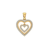 Double Heart Open Diamond Pendant 10K Yellow Gold